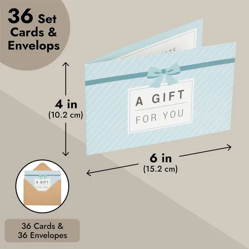 Miniatura 5 de Juvale Tarjetas de regalo en blanco, paquete de 36 unidades de 4 x 6 pulgadas, color azul, 250 GSM y sobres, certificados de regalo personalizables