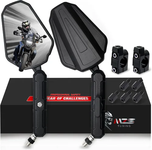 Miniatura 8 de MZS Espejos de motocicleta de carreras, espejo retrovisor lateral negro compatible con EX 500 2024-2025 / ZX6R 2013-2023 / EX300 ABS 2013-2018 / EX