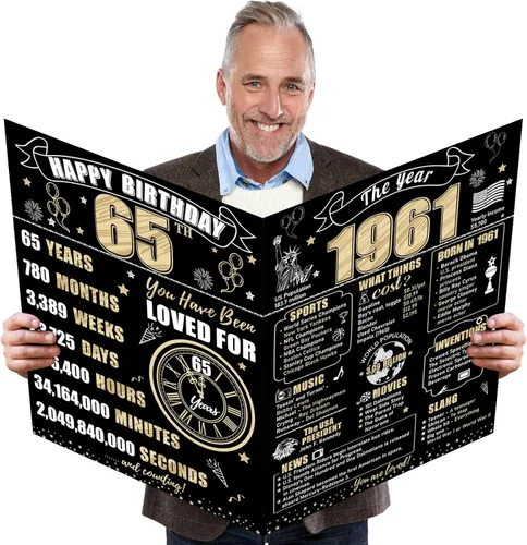 Miniatura 22 de Turypaty Tarjeta de 10 cumpleaños grande con sobre para niños y niñas, libro de firmas de invitados gigante de feliz 10 cumpleaños en negro y oro