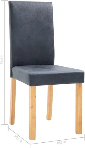 Miniatura 2 de Juego de 4 sillas de comedor modernas de estilo rústico tapizadas de gamuza sintética gris con patas de madera para comedor, sala de estar, muebles