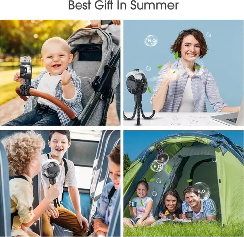 Miniatura 7 de Ausic Ventilador portátil Mister de 3.5 fl oz para cochecito, batería recargable segura para bebés, esenciales para bebés, ventiladores de clip