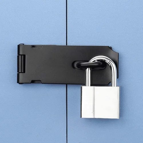 Miniatura 4 de Cerradura de candado de 4 pulgadas para puerta de acero inoxidable, cierre de candado, cerrojo negro, cerrojo de puerta con tornillo de fijación