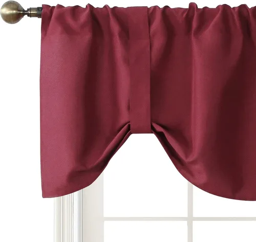 Miniatura 8 de Home Queen Cenefa de cortina con lazo para sala de estar, cenefa ajustable con bolsillo para cortinero, juego de 2, 54 x 18 pulgadas, gris claro