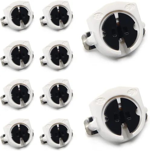Othmro Enchufes de luz, 10 unids T5 sostenedor, 2A PC de plástico AC 500 V 100 grados de luz fluorescente, F288A Base de una sola cabeza lápida