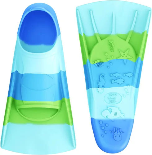 Miniatura 31 de Gintenco Aletas de Natación, Aletas de Entrenamiento de Natación para Niños para Natación de Vueltas, Aletas de Tamaño de Viaje con Bolsa de Malla