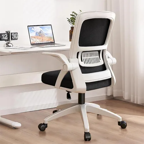 Silla de Oficina, Silla de Escritorio Ergonómica, Silla de Malla Transpirable, Silla Giratoria con Brazos Abatibles y Soporte Lumbar, Silla de negro