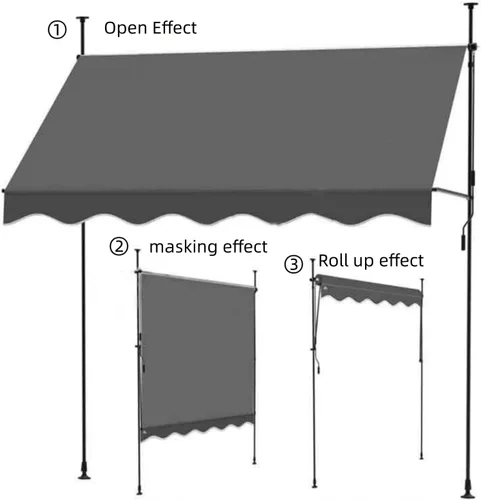 Miniatura 6 de toldo retráctil para patio exterior, toldos de patio para sombra y lluvia, toldo retráctil manual para patio, toldos portátiles de 13.12 pies, beige
