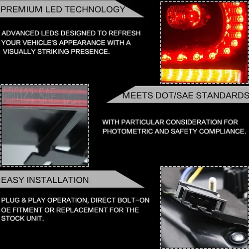 Miniatura 4 de VLAND Conjunto de luces traseras para Golf 6 2010-2014, lámparas traseras con DRL, luz trasera con luces antiniebla y señal de giro secuencial