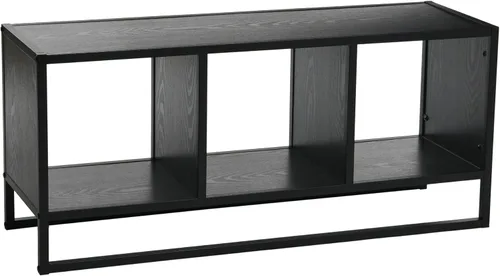 Household Essentials Mesa consola multimedia de roble y hierro negro