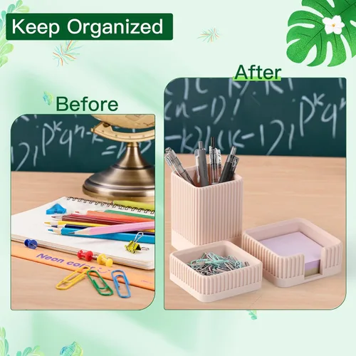 Miniatura 3 de Juego de 3 organizadores estéticos de escritorio y accesorios con soporte para bolígrafos, soporte para clip, soporte para notas adhesivas, soporte