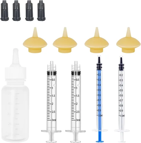 Mini Botella de Alimentación para Mascotas y Jeringas con Tetinas para Gatos, Perros y Otros Animales Pequeños (Modelo 4)