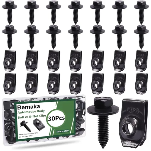 Miniatura 10 de 60Pcs U-Nut Clips and Body Bolts Screws Assortment Kit, 10 Sizes Auto Car U Clips Fender Liner Screw for Most Cars Bumper Engine Splash Shield