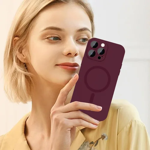 Miniatura 7 de ankofave Funda magnética para iPhone 12 Pro Max para mujer, a prueba de golpes, diseño metálico de lujo mate con protector completo de lente