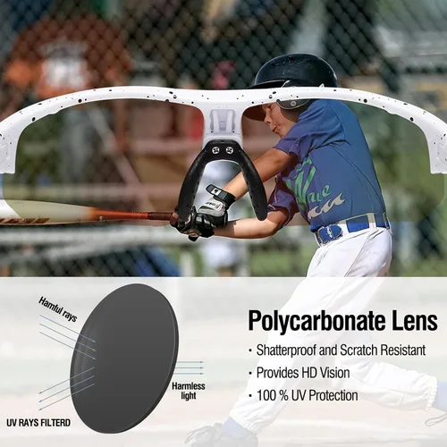 Miniatura 12 de DUCO DK261 - Gafas de sol deportivas de béisbol para jóvenes, con marco TR90 irrompibles, ligeras, para niños y niñas