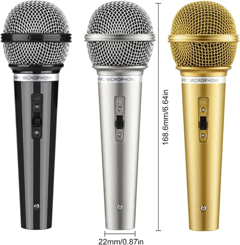 Miniatura 3 de Facmogu Juego de 3 micrófonos falsos, micrófono de plástico multicolor para disfraz de karaoke, accesorios de micrófono para Halloween, Navidad