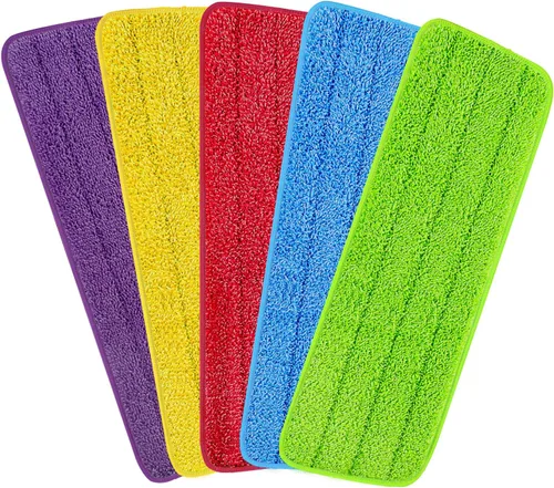 Miniatura 8 de Paquete de 10 almohadillas reutilizables de 16.5 pulgadas, cabezales de repuesto de trapeador de microfibra para mopas húmedas y secas, compatibles