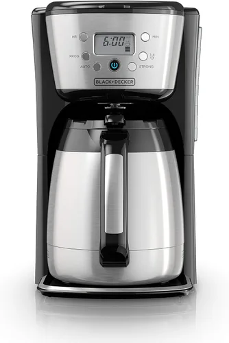 Miniatura 8 de Black+Decker CM2036SC - Cafetera térmica, 12 tazas, programable, controles digitales, negro y plateado