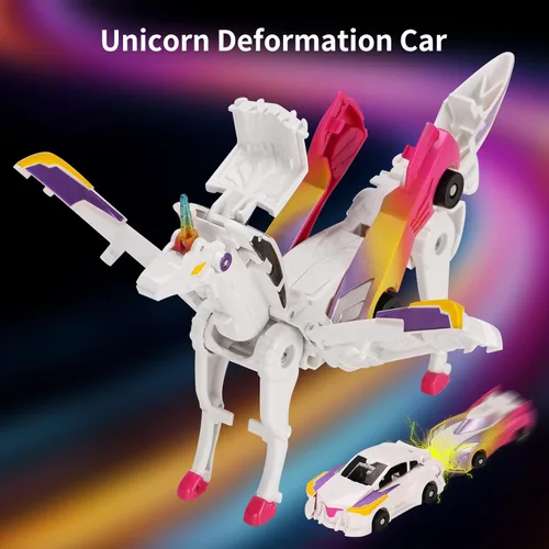 Miniatura 5 de Juguete de coche transformable Unicornio, coche deportivo de colisión mágico Unicornio, coche transformable para niños Robot adecuado para niños