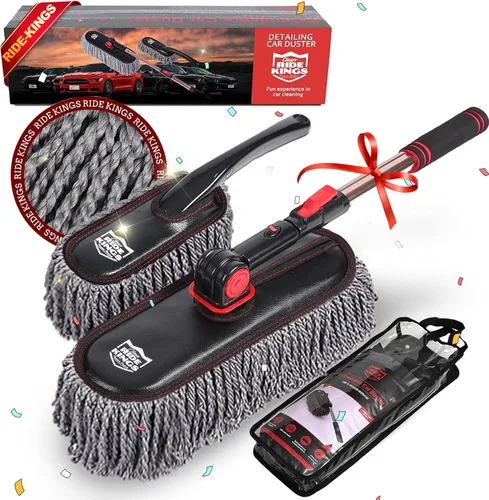Miniatura 12 de Plumero para exteriores sin arañazos, cepillo para polvo de coche con mango telescópico extensible para quitar el polvo y el polen, plumero