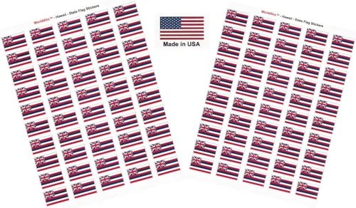 Miniatura 71 de 100 calcomanías de la bandera de Alaska; 1.5" x 1" hechas en Estados Unidos, calcomanías autoadhesivas de la bandera del estado para álbumes
