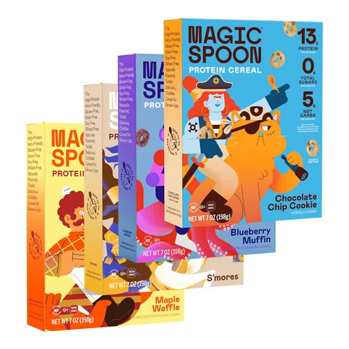 Miniatura 10 de Cereal Magic Spoon - Paquete de 4 piezas de sabores surtidos - Cereal para el desayuno keto, sin gluten y sin granos, bajo en carbohidratos, alto