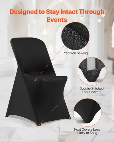 Miniatura 137 de VEVOR 150 fundas blancas para sillas de poliéster y elastano, fundas elásticas para bodas, fiestas, comedor, banquetes, sin pinzas, 150