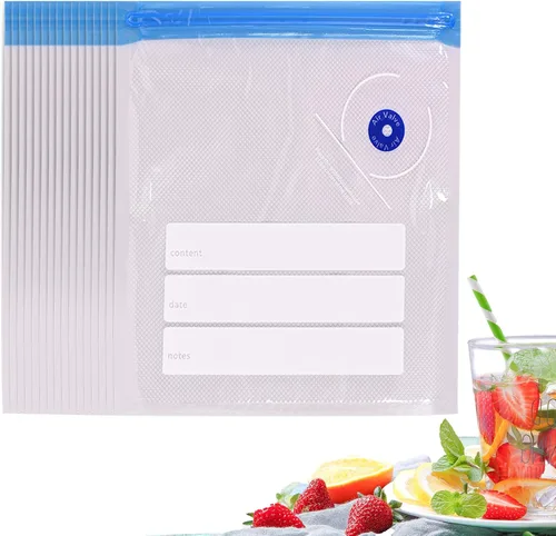 Miniatura 11 de Bolsas Sous Vide, 20 bolsas reutilizables de sellado al vacío de 10 x 11 pulgadas para alimentos, bolsa selladora con cremallera al vacío con bomba
