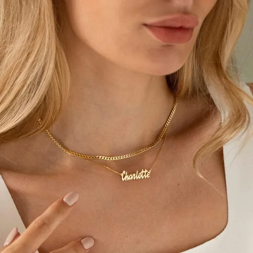 Miniatura 8 de LUCA SMITH Collar de letra para mujer, dije de letra dorada, 5