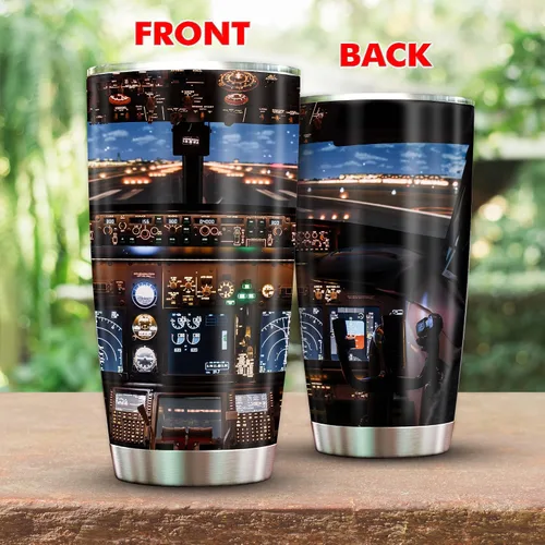 Miniatura 2 de TERAVEX Boeing 737 Cockpit Screens Regalos para papá, esposo de hija, hijo, cumpleaños, Día del Padre, aniversario para él, vaso con tapa, taza
