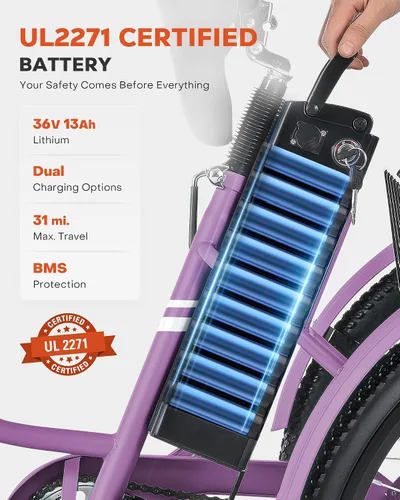 Miniatura 3 de VIRIBUS Triciclo eléctrico para adultos, triciclo eléctrico de 24 26 pulgadas con batería extraíble de 468 Wh, 250 W/350 W (pico 500 W) bicicletas