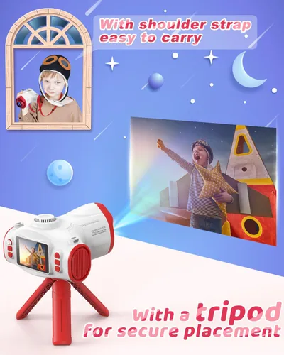 Miniatura 9 de Cámara para niños, cámara para niños con proyector, ofrece proyección, fotografía de 48 MP, grabación de video de 1080p, cámara digital para niños