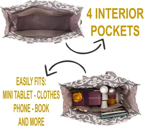 Miniatura 4 de Lucazzi Bolsa de mano con cremallera superior, bolsa organizadora multiusos grande para profesores, enfermeras, trabajo, estudiantes, tejer
