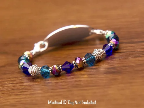 Miniatura 7 de Pulsera elástica de alerta médica, pulsera de identificación médica de repuesto intercambiable, etiqueta de identificación no incluida, cristales