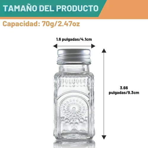 Miniatura 2 de Juego de 2 saleros y pimenteros de cristal, mezcladores de especias vintage para mesa de comedor, cocina, restaurante (estilo girasol)