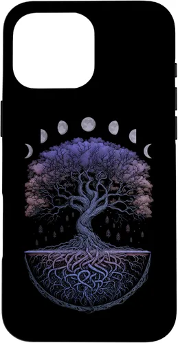 Miniatura 18 de Funda para iPhone 11 Pro Max Yggdrasil nórdico árbol de la vida vikinga fases de la luna