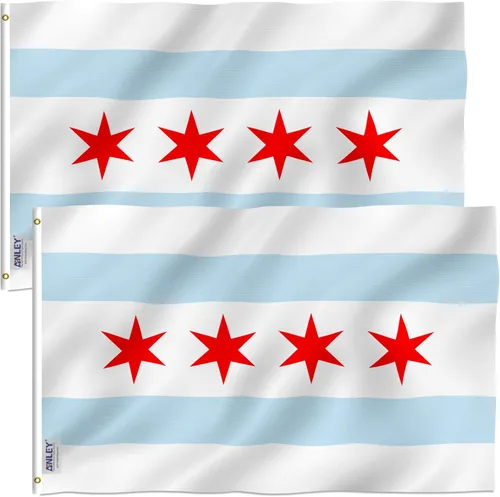 Miniatura 10 de Anley EverStrong Series - Bandera de la ciudad de Chicago de 3 x 5 pies resistente, rayas bordadas y cosidas, 4 filas de costuras de cerradura