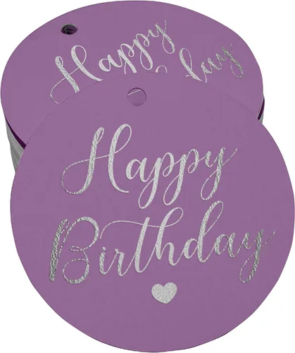 Miniatura 29 de Etiqueta de papel para colgar con texto en inglés «Happy Birthday» (50 unidades)