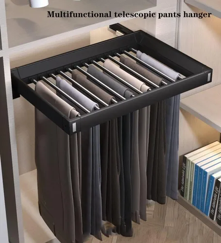 Miniatura 7 de Estante extraíble para pantalones, organizador de ropa, organizador de ropa, estante de armario, estante multifuncional ajustable, ahorro de espacio