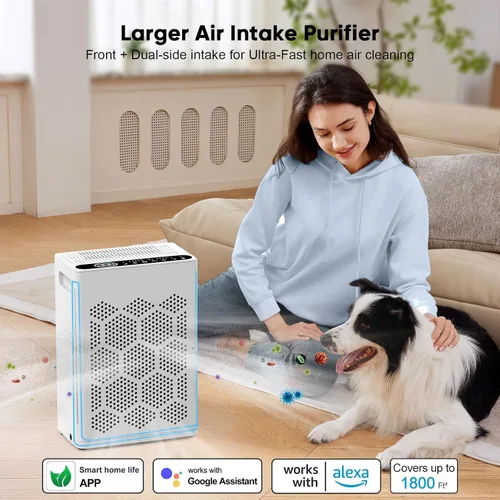 Miniatura 5 de DAYETTE Purificadores de aire para el hogar, habitación grande de hasta 1800 pies cuadrados con fragancia, control inteligente WiFi Alexa, modo