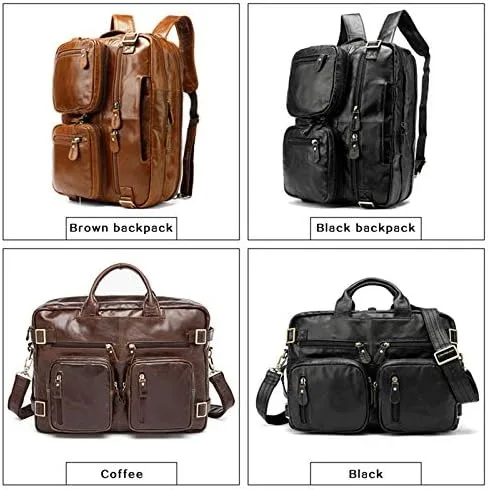 Miniatura 2 de BITWIT Shoulder Bags, Men's Leather Bags, Men's briefcases, Leather Laptop Bags, Office Bags, Men's Multifunctional Leather Luggage Bags, Men