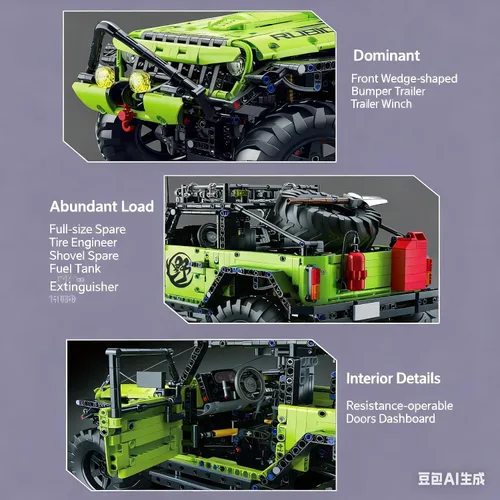 Miniatura 3 de Chodia Juego de construcción de camiones todoterreno con control remoto 1:8, autos Wrangler grandes RC 4x4 con aplicación móvil para adultos, niños