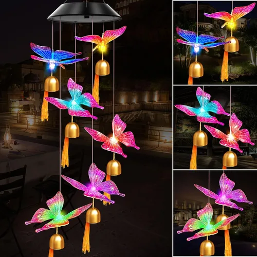 Miniatura 16 de Campanillas de viento solares para exteriores, luces que cambian de color, regalo para mujeres, mamá, abuela, hermana, mejores regalos, campanillas