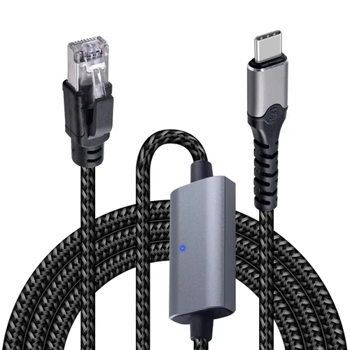 Duttek Cable Gigabit USB C a Ethernet de 10 pies, cable RJ45 a USB C de hasta 1000/100/10 Mbps Cable de red LAN Ethernet compatible con Thunderbolt