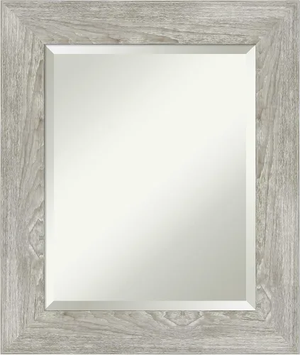 Miniatura 32 de Amanti Art Espejo de baño gris para sobre el fregadero, espejo rectangular gris rústico de corteza de 25 x 21 pulgadas, marco rústico de campo