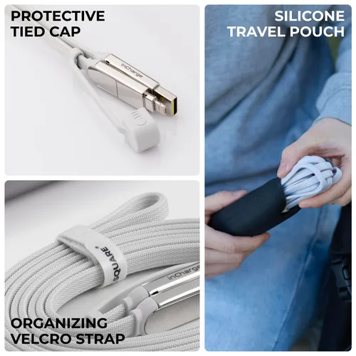 Miniatura 6 de Rolling Square inCharge XL - Cable de carga múltiple 6 en 1, cable USB portátil y USB-C con potencia de carga ultrarrápida de 100 W, 10 pies/9.8 ft