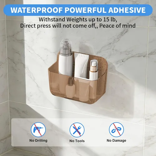 Miniatura 3 de Diesisa Organizador de Pared de Acrílico de 2 piezas, Organizador Adhesivo para Puerta de Gabinete, Estantes de Baño de Acrílico para Pared, Sin