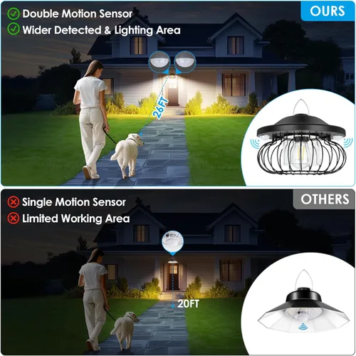 Miniatura 4 de ropelux Luz solar de cobertizo para interiores y exteriores, brillante, 2000 lúmenes, 5 modos (disponible durante el día), lámpara con 3