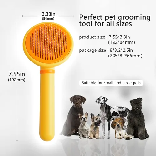 Miniatura 4 de Cepillo de pelo de gato con botón de liberación para gatos de interior, cepillo de aseo de mascotas para perros de pelo largo o corto, peines