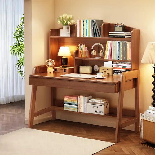 Escritorio para niños, mesa para niños con cajones y estantería, escritorio de madera para niños, estación de trabajo de computadora de aprendizaje
