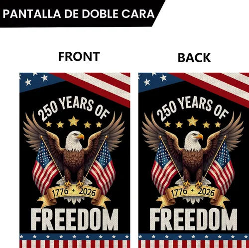 Miniatura 3 de Bandera de jardín de 250 años de Estados Unidos, bandera patriótica de 250 aniversario de Estados Unidos de doble cara con diseño de águila